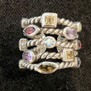 Multi Stone, Multi Strand Silver Ring